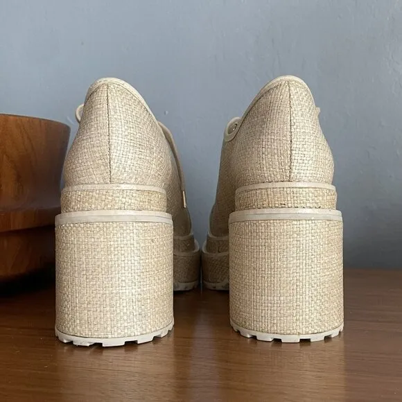 CULT GAIA Dahlia Platform Heels Sneaker Loafer Shoes Woven Raffia