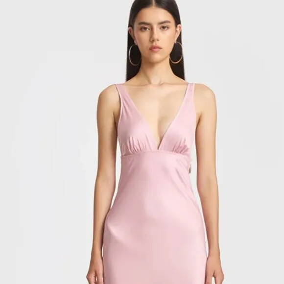 Cult Mia CLASSIC MAXI PINK SLIP DRESS Size M
