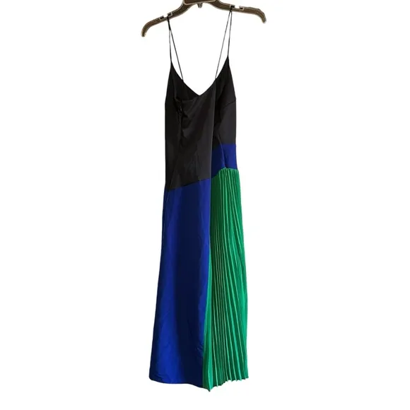 CUSHNIE For Target Colorblock Pleated Midi Dress Navy/Green NWT Sz 10 Modern
