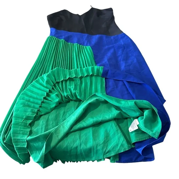 CUSHNIE For Target Colorblock Pleated Midi Dress Navy/Green NWT Sz 10 Modern