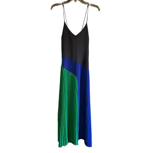 CUSHNIE For Target Colorblock Pleated Midi Dress Navy/Green NWT Sz 10 Modern
