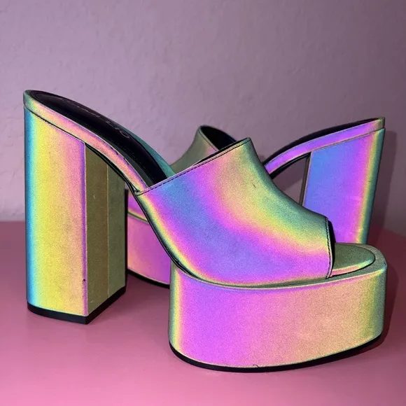 D'Amelio x Lulus Multi Reflective Platform Sandals