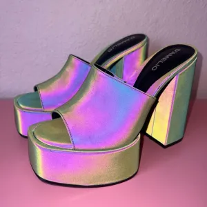 D'Amelio x Lulus Multi Reflective Platform Sandals