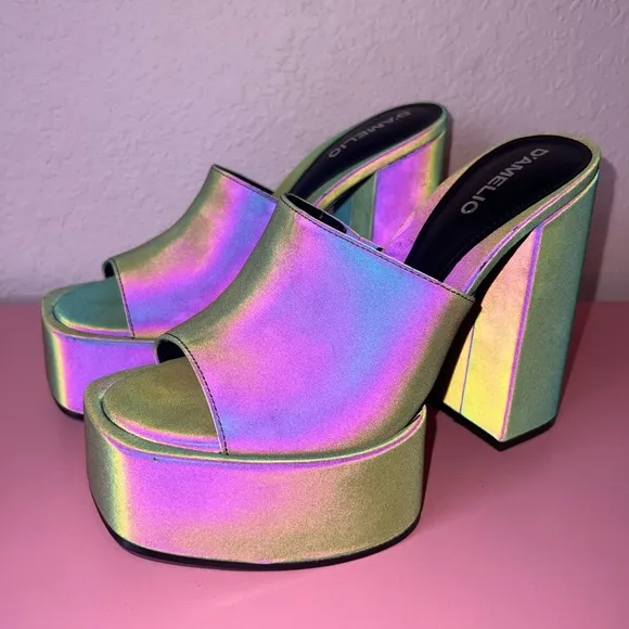 D'Amelio x Lulus Multi Reflective Platform Sandals