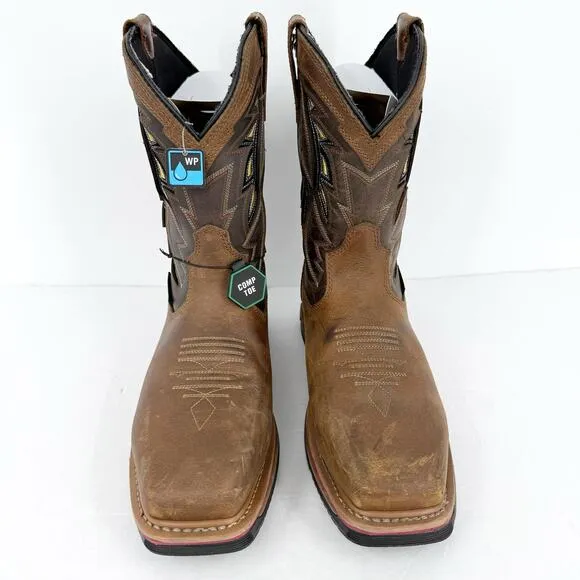 Dan Post Mens Warrior Work Boots US 9 Wide Brown Leather CT Waterproof EUC