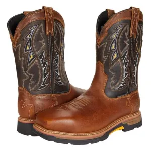Dan Post Mens Warrior Work Boots US 9 Wide Brown Leather CT Waterproof EUC