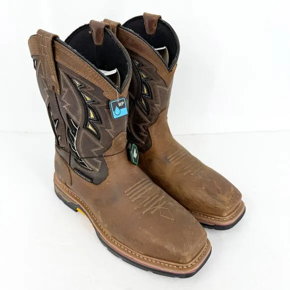 Dan Post Mens Warrior Work Boots US 9 Wide Brown Leather CT Waterproof EUC