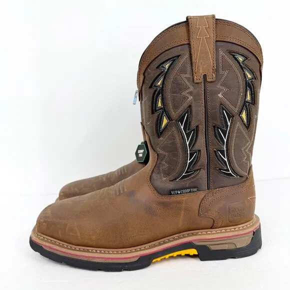 Dan Post Mens Warrior Work Boots US 9 Wide Brown Leather CT Waterproof EUC