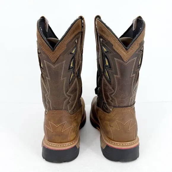 Dan Post Mens Warrior Work Boots US 9 Wide Brown Leather CT Waterproof EUC
