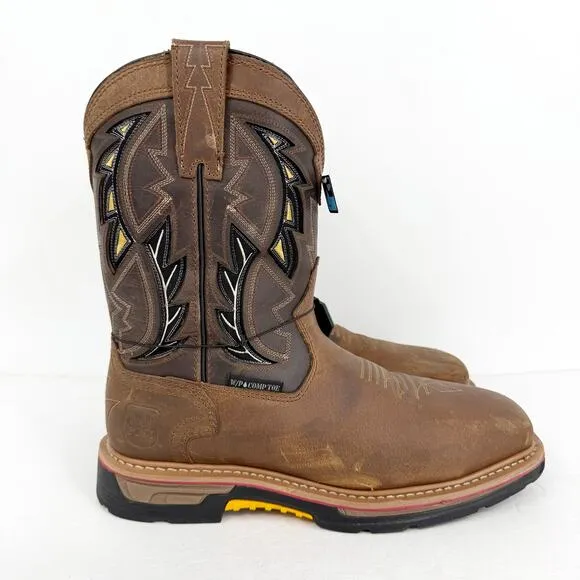 Dan Post Mens Warrior Work Boots US 9 Wide Brown Leather CT Waterproof EUC