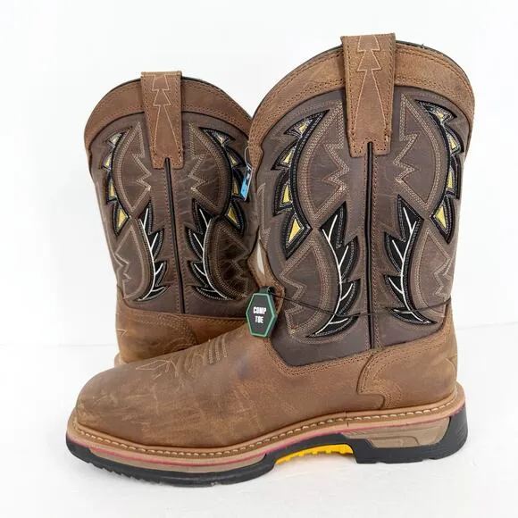 Dan Post Mens Warrior Work Boots US 9 Wide Brown Leather CT Waterproof EUC