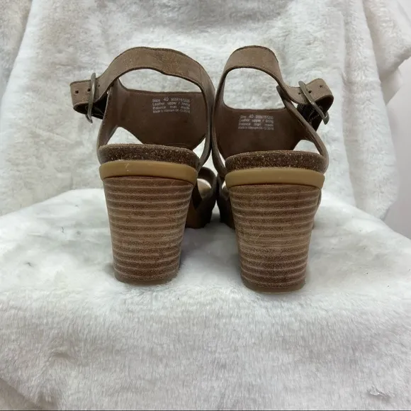 Dansko Deandra taupe shimmer suede studded block heel sandals. Size 40/9.5/10