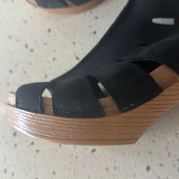 Dansko Demetra Black Leather Chunky Block Heel Open Toe Sandals Shoes Size 40