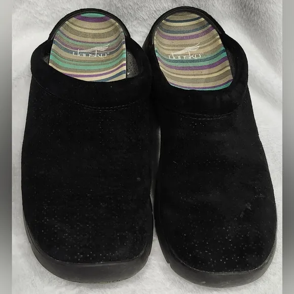 Dansko Elin Women's Black Breathable Suede Mules Clogs Shoes Size 41/10.5-…