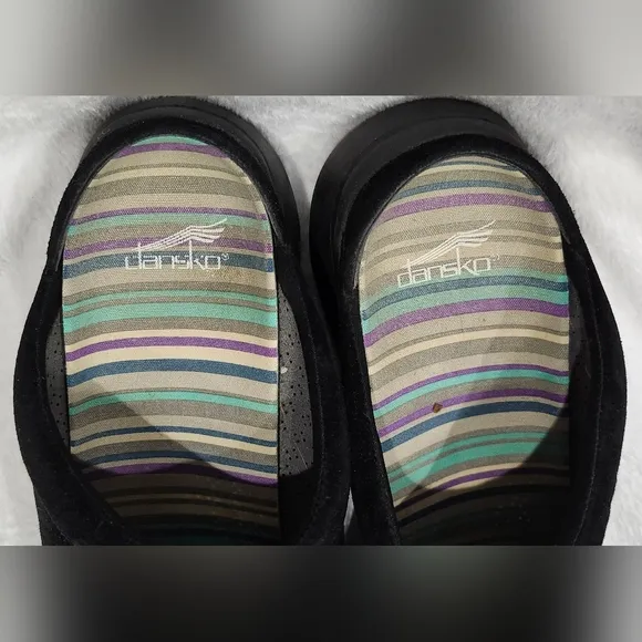 Dansko Elin Women's Black Breathable Suede Mules Clogs Shoes Size 41/10.5-…