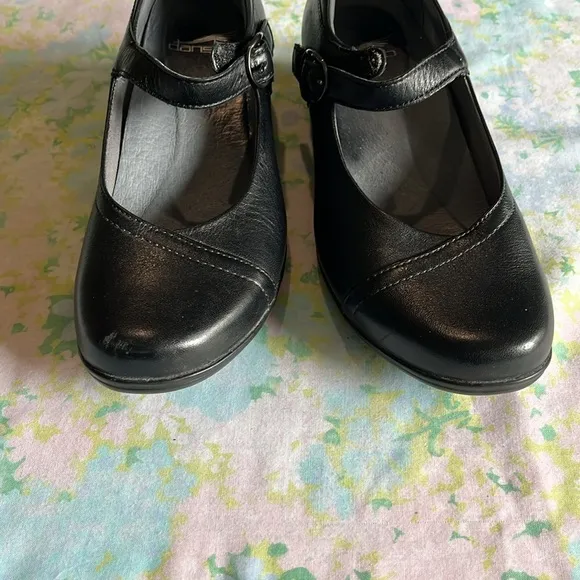 Dansko | Fawna Black Leather Mary Jane Size 37/7 1.5&quot; Heel Arch Support Comfort