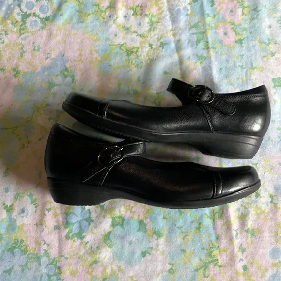 Dansko | Fawna Black Leather Mary Jane Size 37/7 1.5&quot; Heel Arch Support Comfort