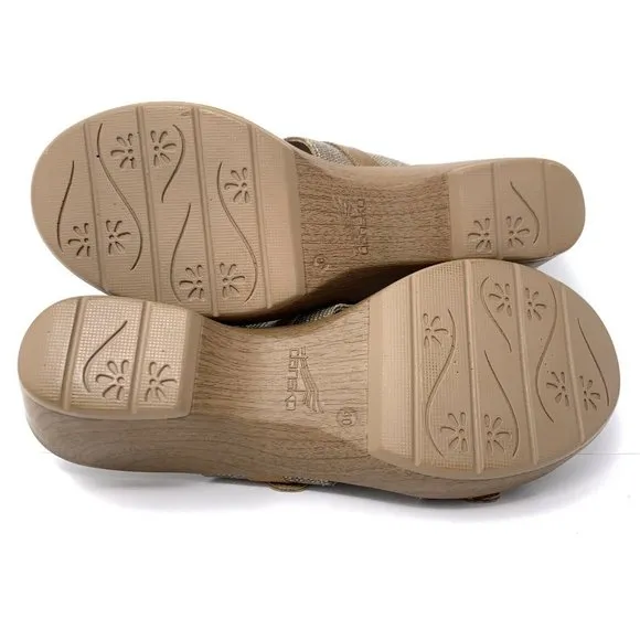 Dansko Jessie Brown Lizard Leather Buckle Sandals