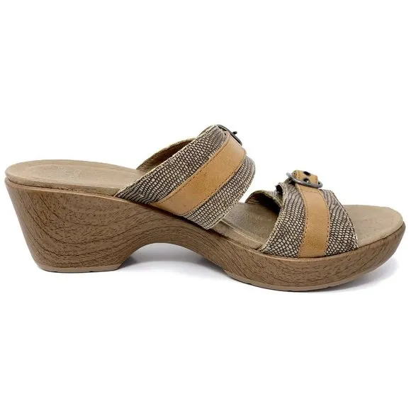 Dansko Jessie Brown Lizard Leather Buckle Sandals