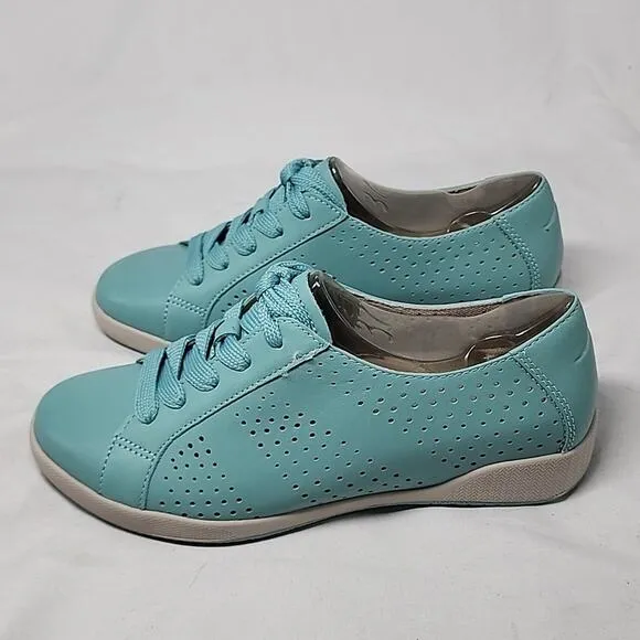 DANSKO ORLIS NAPPA PERFORATED SNEAKERS NIB LADIES 37 AQUA BLUE