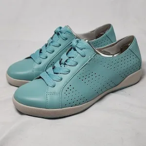 DANSKO ORLIS NAPPA PERFORATED SNEAKERS NIB LADIES 37 AQUA BLUE