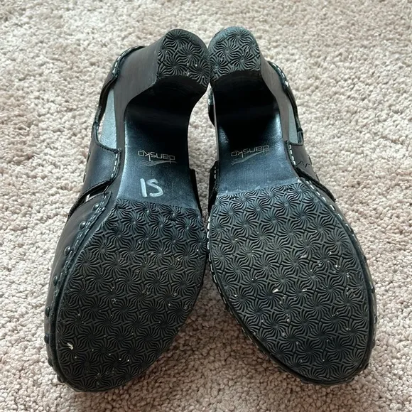 DANSKO Ryder Black Leather Studded Clogs