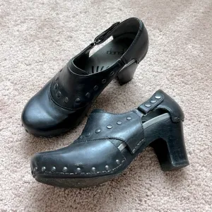 DANSKO Ryder Black Leather Studded Clogs