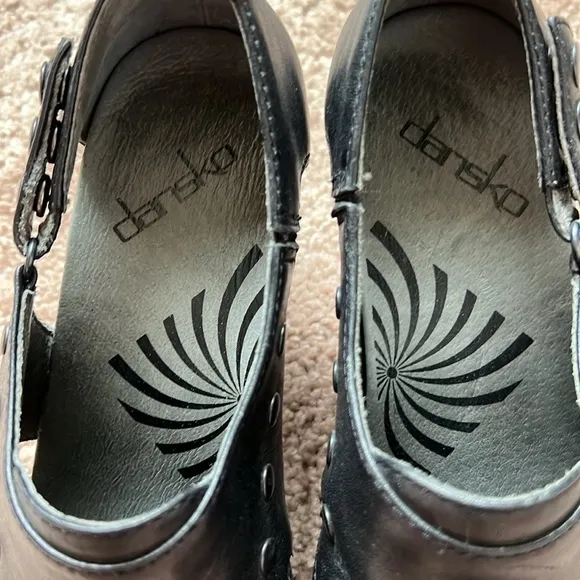 DANSKO Ryder Black Leather Studded Clogs