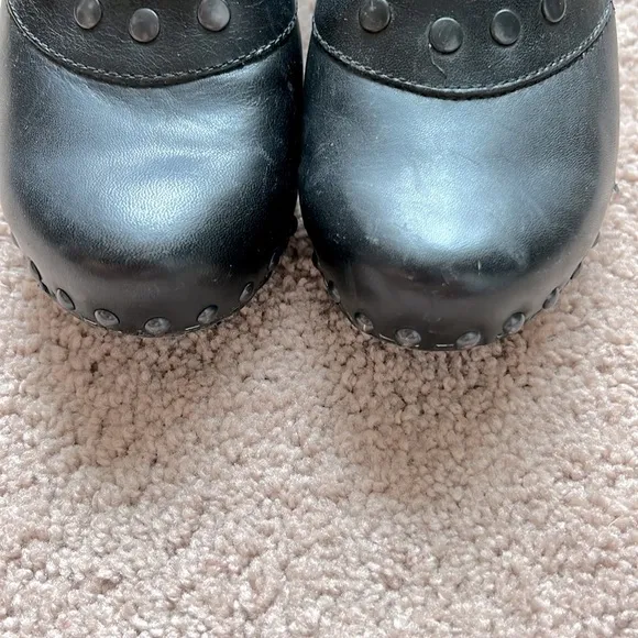 DANSKO Ryder Black Leather Studded Clogs