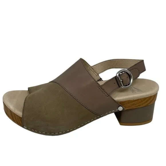DANSKO Shoes Heels Sandals Madalyn Slingback Taupe Burnished Leather Size 38