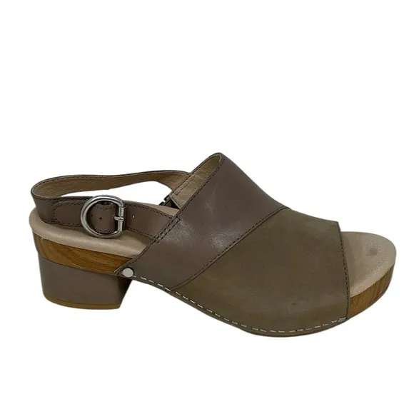 DANSKO Shoes Heels Sandals Madalyn Slingback Taupe Burnished Leather Size 38