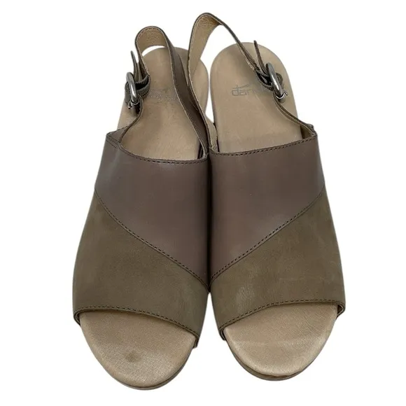DANSKO Shoes Heels Sandals Madalyn Slingback Taupe Burnished Leather Size 38