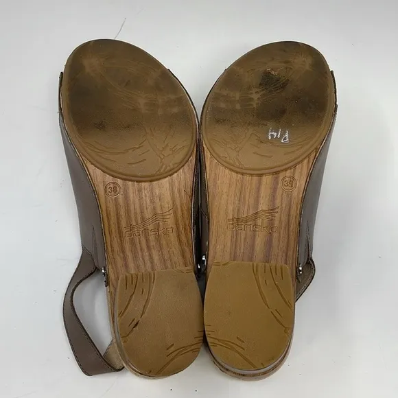 DANSKO Shoes Heels Sandals Madalyn Slingback Taupe Burnished Leather Size 38