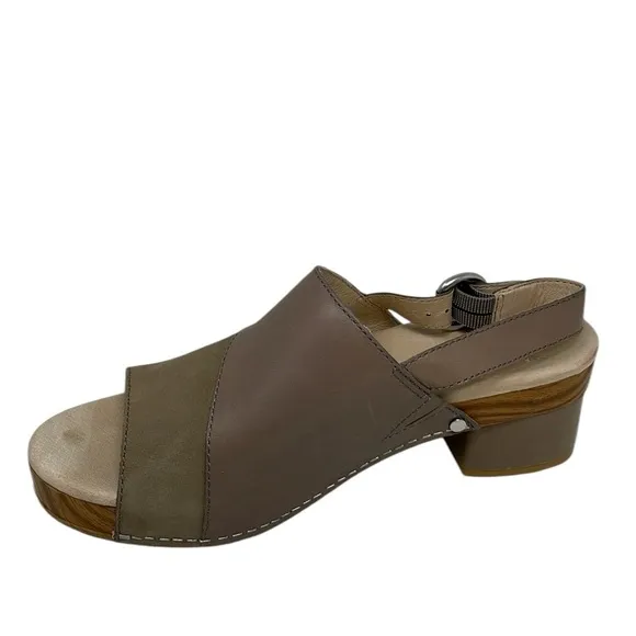 DANSKO Shoes Heels Sandals Madalyn Slingback Taupe Burnished Leather Size 38