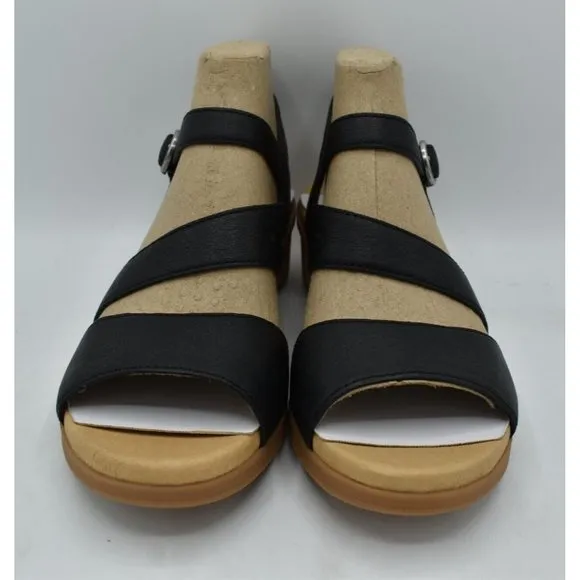 Dansko Womens EU 38 US 7.5-8 Tansy Nappa Black Leather Strappy Sandals Shoes