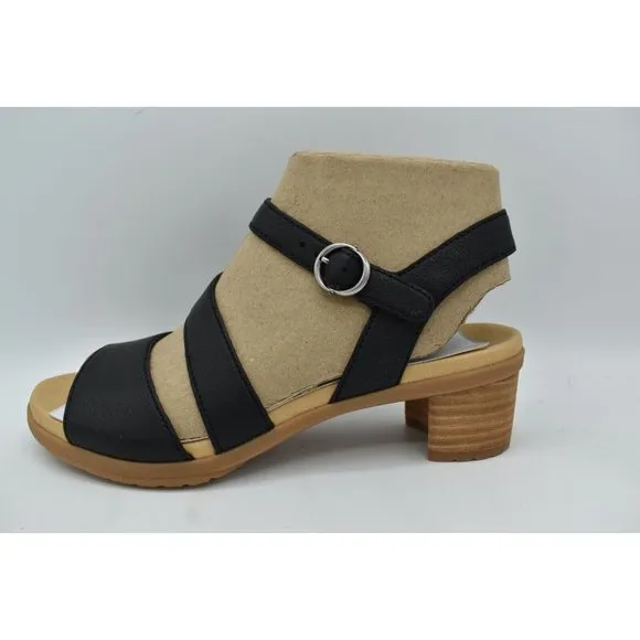 Dansko Womens EU 38 US 7.5-8 Tansy Nappa Black Leather Strappy Sandals Shoes