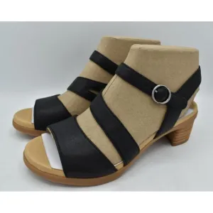 Dansko Womens EU 38 US 7.5-8 Tansy Nappa Black Leather Strappy Sandals Shoes