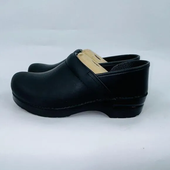 DANSKO WOMENS PROFESSIONAL 206-020202 ANTIQUE BLACK LEATHER CLOGS SIZE 10.5-11B