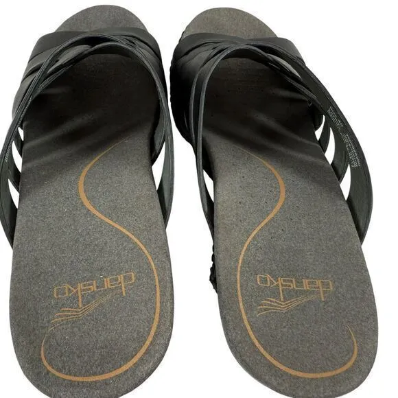 Dansko Womens Tory Black Woven Leather Clog Sandals Size 40 US 9.5 Comfort Shoes