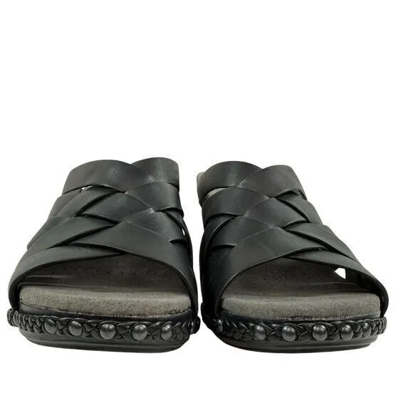 Dansko Womens Tory Black Woven Leather Clog Sandals Size 40 US 9.5 Comfort Shoes
