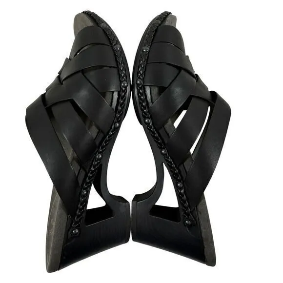 Dansko Womens Tory Black Woven Leather Clog Sandals Size 40 US 9.5 Comfort Shoes