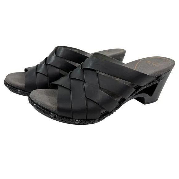 Dansko Womens Tory Black Woven Leather Clog Sandals Size 40 US 9.5 Comfort Shoes