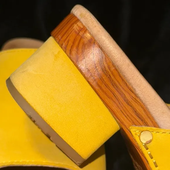 Dansko Yellow Mules with Textured Upper and Natural Sole