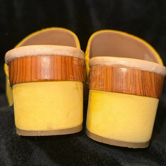 Dansko Yellow Mules with Textured Upper and Natural Sole