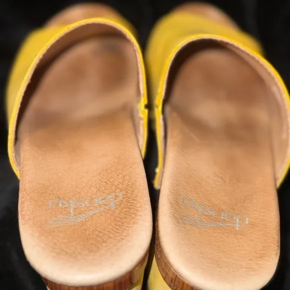 Dansko Yellow Mules with Textured Upper and Natural Sole