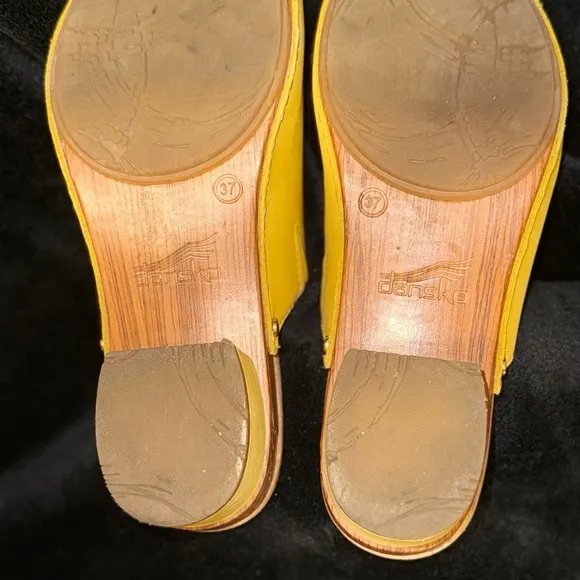 Dansko Yellow Mules with Textured Upper and Natural Sole