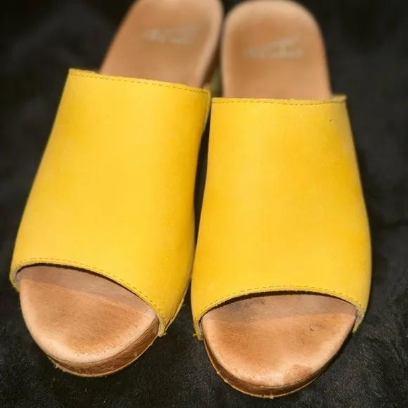 Dansko Yellow Mules with Textured Upper and Natural Sole