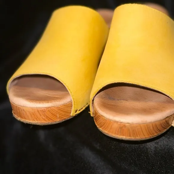 Dansko Yellow Mules with Textured Upper and Natural Sole