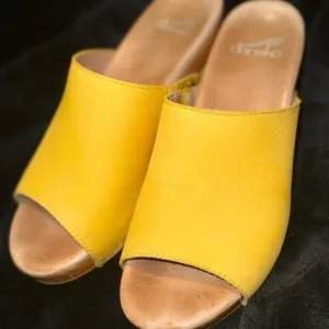 Dansko Yellow Mules with Textured Upper and Natural Sole