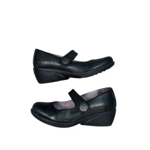 Dansko Women's 8.5 (39) Adelle Mary Jane Black Nappa Leather Wedge Heels Shoes